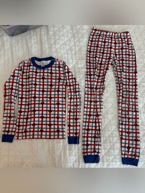 Hanna Andersson x Disney Red, Blue & White Plaid Kids Pajama Set with Blue Trim